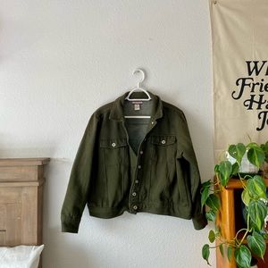 Olive green cropped jacket